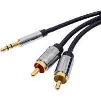 Кабель VENTION аудио Jack 3,5 mm M/2RCA M - 5 м Чёрный P550AC500-S