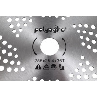 Диск для триммера Антиудар 255x25.4х1.2 мм, 36 зубьев POLYAGRO 7706220