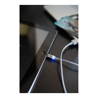 Дата-кабель More Choice Smart USB 2.4A для Lightning 8-pin Magnetic нейлон 1м K61Si Dark Grey