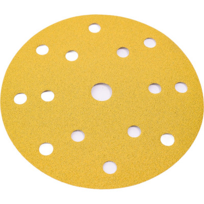 BRUSHTEX Диск абразивный с липучкой sandpaper (yellow), 150 мм, 15 отверстий, зерно р100, уп. 5 шт 150Y15-100