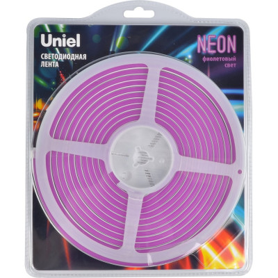 Гибкая светодиодная лента Uniel NEON ULS-N01-2835-120LED/m-6mm-IP67-DC12V-9W/m-5M-PURPLE UL-00009089