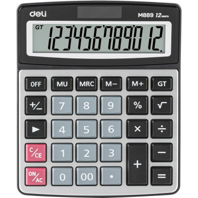 DELI Калькулятор настольный EM889 серебристый 12-разр. 1901460