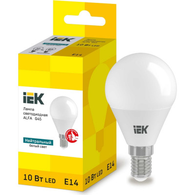 Лампа IEK LED ALFA G45 шар 10Вт 230В 4000К E14 LLA-G45-10-230-40-E14