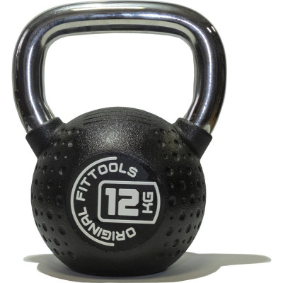 Original FitTools Гиря 12 кг с хромированной ручкой полиуретановая (CPU) FT-KB-CPU-12
