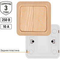 Двухклавишный выключатель TDM ELECTRIC открытой установки, IP20 10А сосна Ладога SQ1801-0044