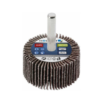 Круг шлифовальный лепестковый радиальный (40x20 мм; хвостовик 6 мм; P150) HOEGERT TECHNIK HT8D006