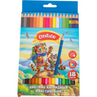 Набор цветных карандашей Creativiki, 18 цветов, шестигранные, пластик ЦКП18КР