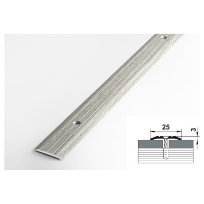 Порог прямой алюминиевый (25 мм; 0.9 м; декоративный; серебристая сосна) Лука УТ000026028
