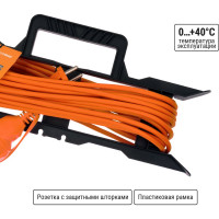 Силовой удлинитель-шнур на рамке TDM ELECTRIC УШ10 штепс. гнездо, 20м ПВС 2х1,0 SQ1302-0312