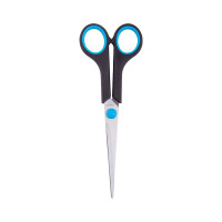 Комплект ножниц OfficeSpace, 24 шт в упаковке, 17,1 см, черные с синими вставками, ПВХ чехол с европодвесом 264902