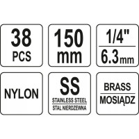 Ерши для чистки гнёзд свечей зажигания YATO 38 предметов YT-08196