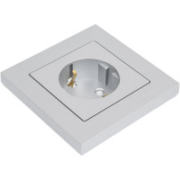 Розетка Systeme Electric AtlasDesign Алюминий с/з со шторками, 16А, в сборе SE ATN000344
