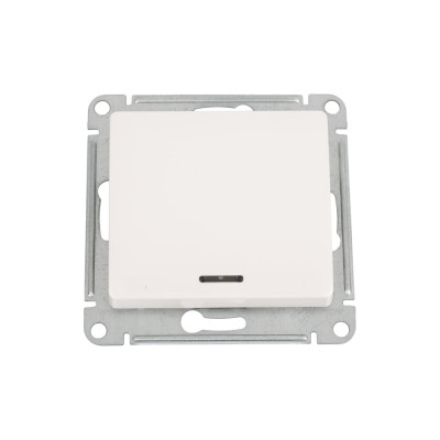 1-клавишный выключатель Systeme Electric Glossa Молочный с подсветкой, сх.1а, 10AX SE GSL000913