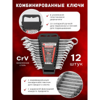 Набор комбинированных ключей Forsage 12пр. (6-14, 17,19, 22мм) в пласт. держателе F-5122MP(10353)