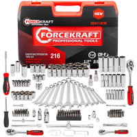 Набор инструментов Forcekraft 216пр.1/4''3/8''1/2''(6гр.)(4-32мм) FK-38841New(50468)