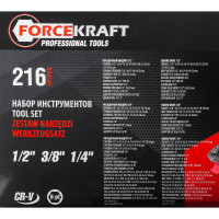 Набор инструментов Forcekraft 216пр.1/4''3/8''1/2''(6гр.)(4-32мм) FK-38841New(50468)