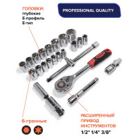 Набор инструментов Forcekraft 216пр.1/4''3/8''1/2''(6гр.)(4-32мм) FK-38841New(50468)