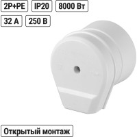 Разъём (розетка для электроплиты, вилка для электроплиты) РШ-ВШ 32А 250В 2Р+РЕ ОУ белый TDM ELECTRIC SQ1812-0003