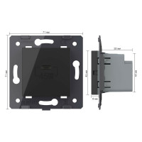 Розетка USB type C LIVOLO с блоком питания 45W, цвет черный (механизм) VL-FCUC-2BP