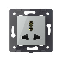 Электрическая универсальная розетка LIVOLO с заземлением защитными шторками 16A, цвет серый VL-FCT22 16A-2IP