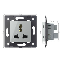 Электрическая универсальная розетка LIVOLO с заземлением защитными шторками 16A, цвет серый VL-FCT22 16A-2IP