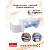 Держатель полка для туалетной бумаги Berossi Mira снежно-белый, голубая лагуна, пластик, 260x120x123 мм АС 25001472