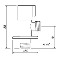 Кран для подкл. сант. приборов РМС SUS124KR-01B