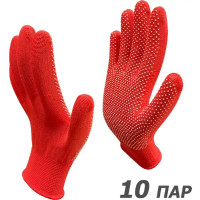 Рабочие перчатки МИКРОТАЧ красные нейлоновые размер S 10 пар Master-Pro® 2513-NPVC-RED-S-10