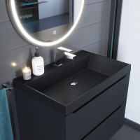 Кварцевая раковина для ванной комнаты Uperwood Classic Quartz 70 см, черная матовая, уголь 291030005