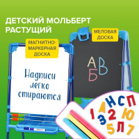Растущий мольберт для мела/магнитно-маркерный BRAUBERG NIKA KIDS СИНИЙ 53x46 см 238049