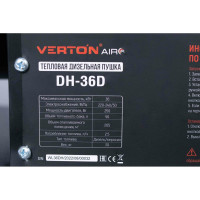 Дизельная пушка VERTON Air DH-36D (36кВт, 750м3/ч., 2,1л/ч, непрямой нагрев, дисплей, манометр, дизель/керосин) 01.12775.13448