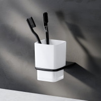 Стеклянный стакан с настенным держателем AM.PM Inspire 2.0 черный A50A34322