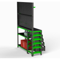 Стол-верстак Metalex c одной тумбой 950x1600x500 + двойная перфопанель с комплектом аксессуаров SVTIPRIIA951650