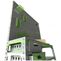 Стол-верстак ООО Металекс c одной тумбой 950x1200x500 мм, + двойная перфопанель с комплектом аксессуаров SVTIPRIIA951250