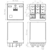 Силовое реле РЕЛЕОН 3 CO контакта 16а;= 24в Dc; блокируемая кнопка проверки + LED, RP733902405