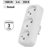 Блок на 3 гнезда TDM ELECTRIC 2П б/з плоский 6А 250B SQ1806-0027