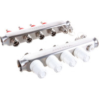 Коллекторный блок с расходомерами PRO AQUA 4 выхода, 280 мм, 1 x 3/4 V500MB.04b