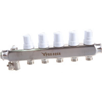 Коллекторный блок с расходомерами PRO AQUA 5 выходов, 330 мм, 1 x 3/4 V500MB.05b