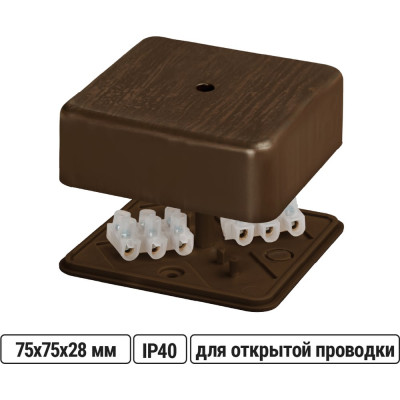 Коробка распределительная TDM ELECTRIC 75х75х28 ОП бук, с клеммной колодкой, IP40 SQ1401-0306