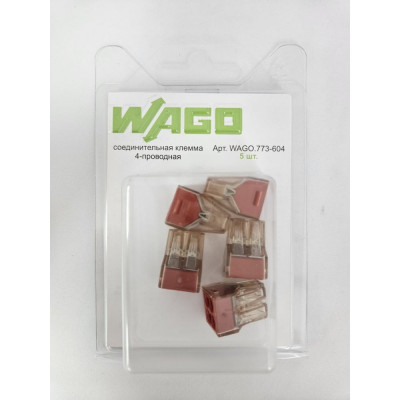 Соединительная клемма WAGO 4-х проводная 773-604 5 шт. в блистере
