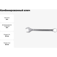 Комбинированный ключ SPARTA 32 мм, хромированный 150605