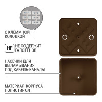 Коробка распределительная TDM ELECTRIC 75х75х28 ОП бук, с клеммной колодкой, IP40 SQ1401-0306