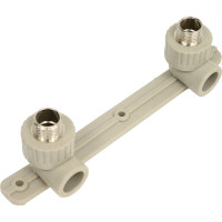 Комбинированный угольник RTP PN25 с креплением, двойной под смеситель, наружная резьба, D20х1/2 мм, серая 11057