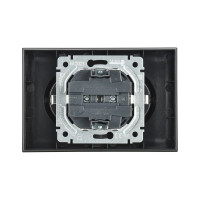 2-местная розетка IEK Brite рс12-3-брч с заземлением, без защитных шторок, 16А, в сборе, черный BR-R21-16-K02-F
