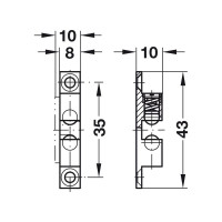 Двойная шариковая защелка Hafele латунь, 43 мм 244.20.014