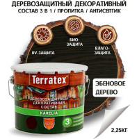 Деревозащитный декоративный состав ТЕРРАТЕКС эбеновое дерево, 2.25 кг, 3 л ЭК000137000