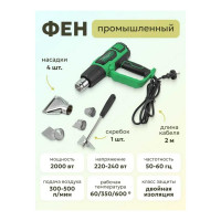 Промышленный фен с насадками ROCKFORCE RF-HG65-2000LED(52351)