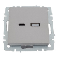 Розетка USB IEK Brite a+c 18вт рю11-1-брс сталь BR-U22-018-K46