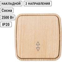 1-клавишный переключатель на 2 направления TDM ELECTRIC открытой установки IP20 10А, сосна "Дача" Народная SQ1824-0053
