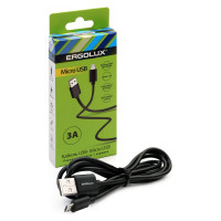 Кабель usb-micro usb Ergolux Elx-cdc01-c02 3а, 1,2м, черный, зарядка+передача данных, коробка 15093